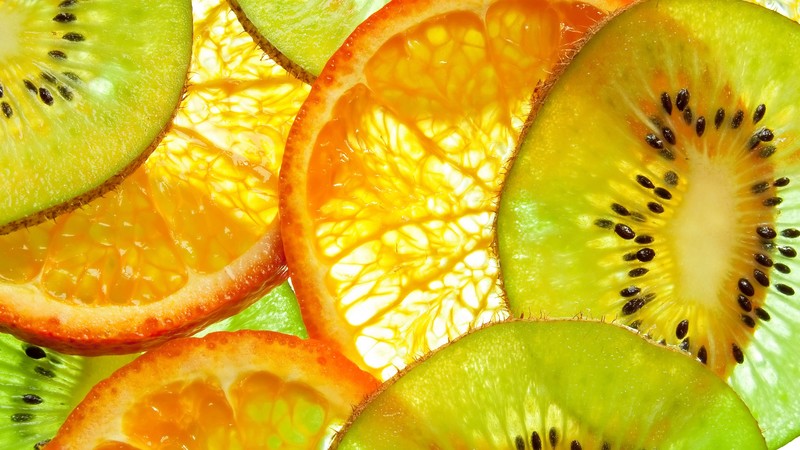 kiwi, orange, fruit, 4K