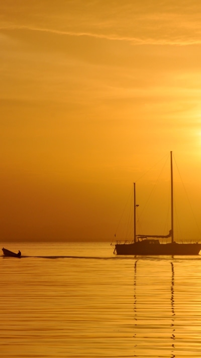 Photography Sunset, Orange (Color), Sea, Ocean, Boat, Sun, 1440x2560