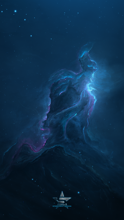 Sci Fi Nebula, Stars, Blue, Space, 1440x2560