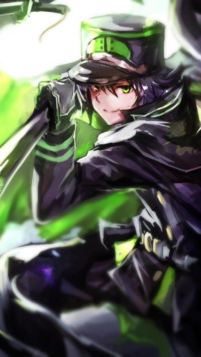 Anime Seraph of the End, Hat, Sword, Green Eyes, Black Hair, Asuramaru (Seraph Of The End), 1440x2560