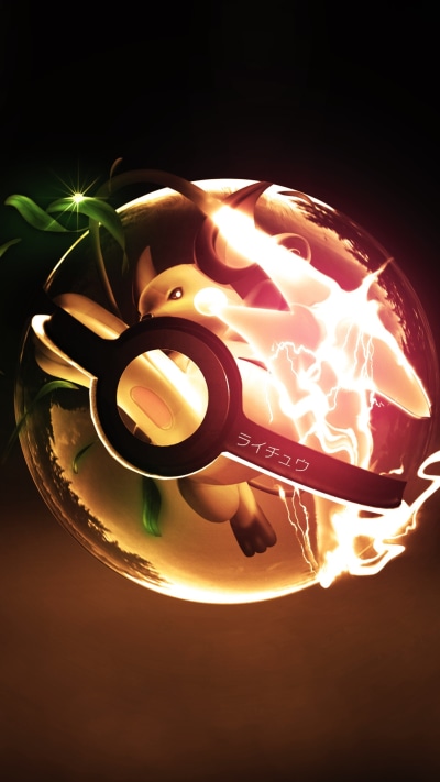 Anime Pokémon, Raichu (Pokémon), Pokeball, 1440x2560