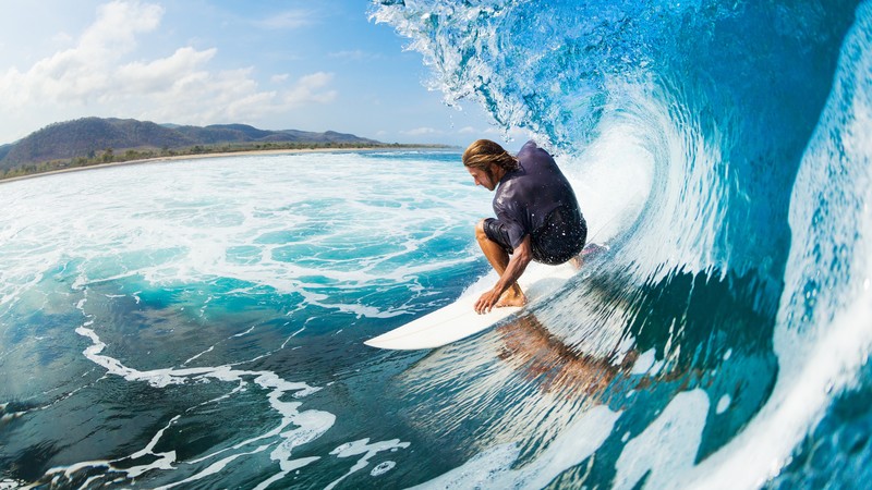 Surfing, man, sports, ocean, wave