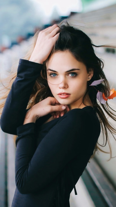 Women Model, Blue Eyes, Brunette, 1440x2560