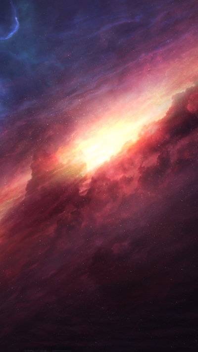 Sci Fi Nebula, Orange (Color), Red, Space, Pink, 1440x2560