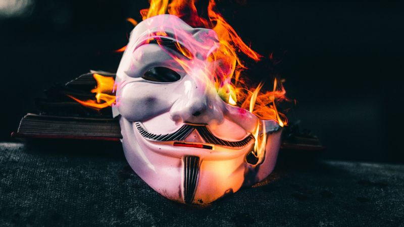 mask, fire, flame, 4k