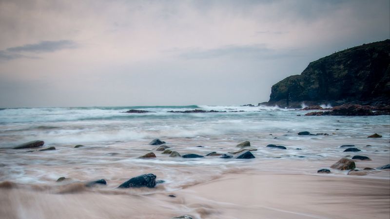 sea, waves, rocks, horizon, 4k