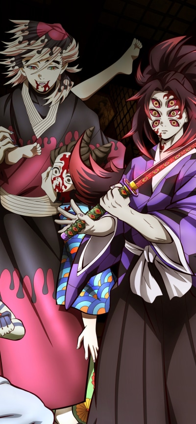 Anime Demon Slayer: Kimetsu no Yaiba, Kokushibo (Demon Slayer), Akaza (Demon Slayer: Kimetsu No Yaiba), 1284x2778