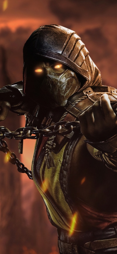 Video Game Mortal Kombat, Scorpion (Marvel Comics), 1284x2778
