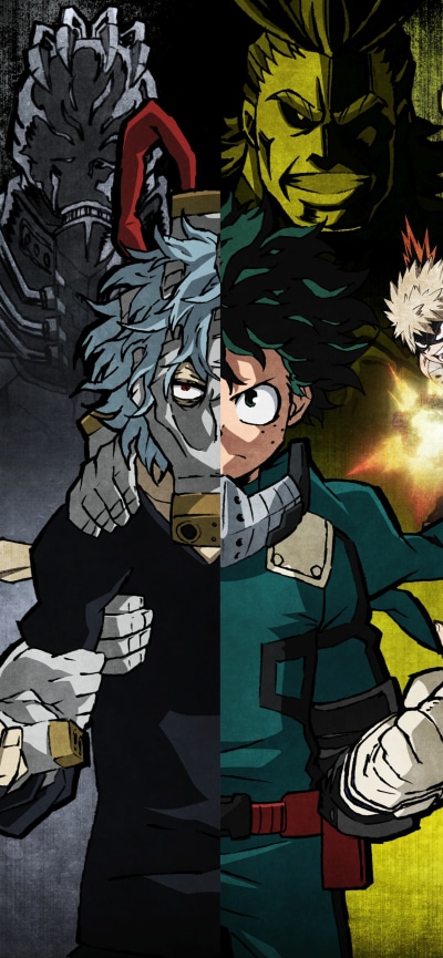 Anime My Hero Academia, All For One (Boku No Hero Academia), Tomura Shigaraki, Izuku Midoriya, Toshinori Yagi, All Might, 1284x2778