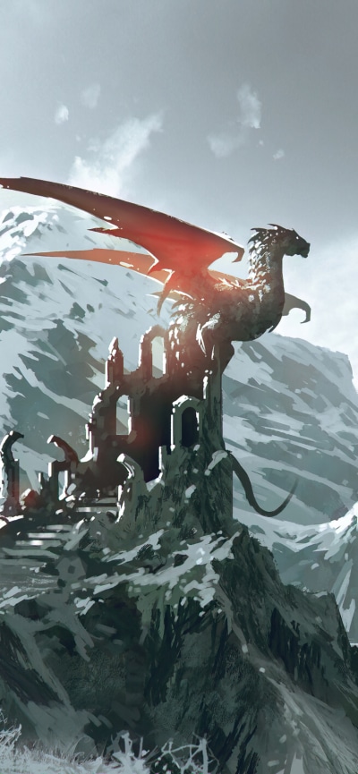 Fantasy Dragon, Ruin, 1284x2778