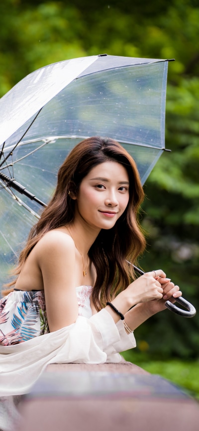 Women Model, Brunette, Long Hair, Umbrella, 1284x2778