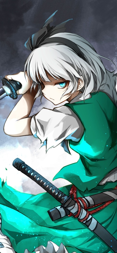 Anime Touhou, Youmu Konpaku, 1242x2688