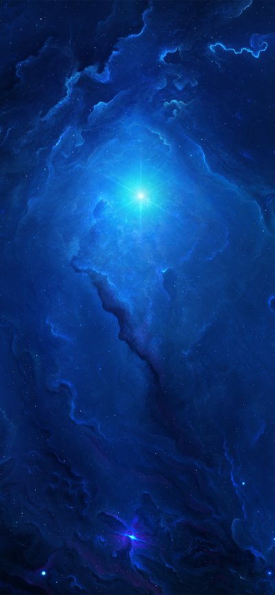 Sci Fi Nebula, Cosmos, Space, Stars, Blue, 1242x2688