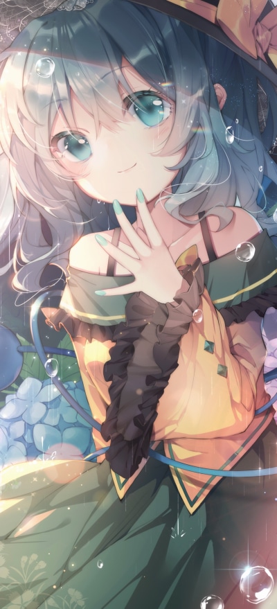 Anime Touhou, Blue Eyes, Koishi Komeiji, 1228x2700