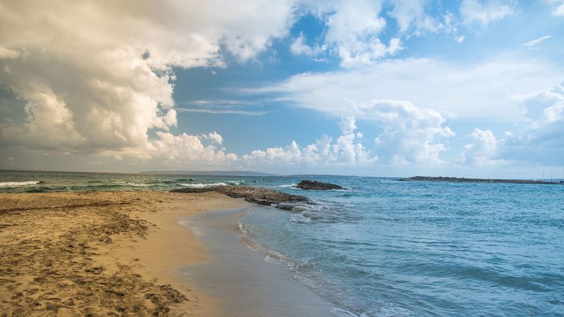 beach, horizon, coast, sand, 4k