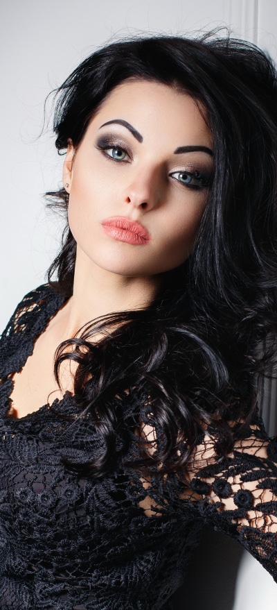 Women Model, Black Hair, Blue Eyes, 1228x2700