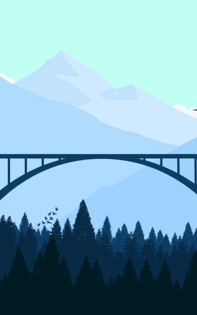 Artistic Minimalist, Mountain, Bridge, 1200x1920