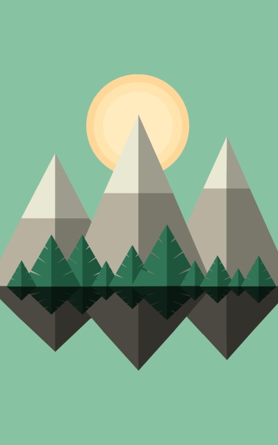 Artistic Minimalist, Sun, Mountain, Tree, 1200x1920