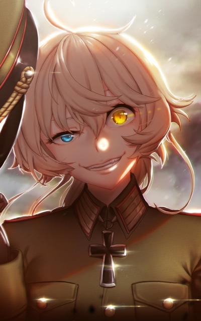 Anime Youjo Senki, Smile, Heterochromia, Military Uniform, Hat, Blonde, 1200x1920