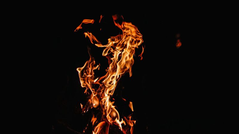 fire, flame, dark, background, 4k