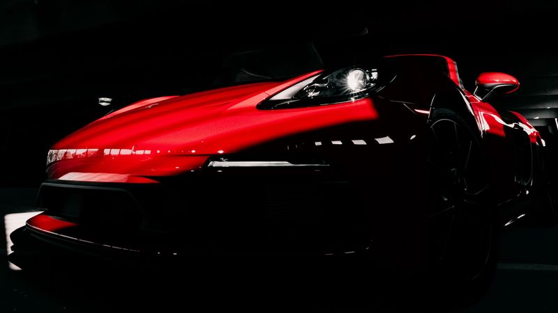 car, sports car, red, headlight, 4k