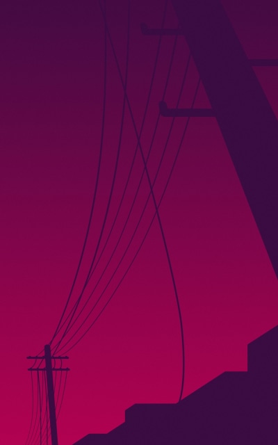 Artistic Minimalist, Power Line, Moon, 1200x1920