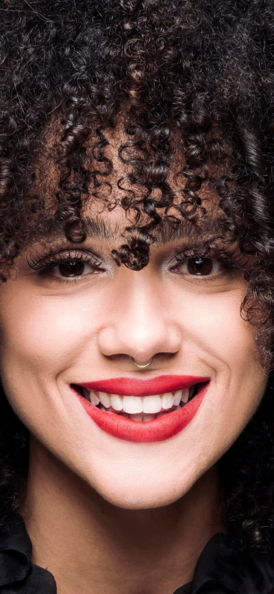 Celebrity Nathalie Emmanuel English Lipstick Brown Eyes Black Hair