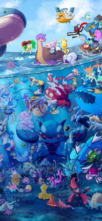 Anime Pokémon, Water Pokémon, 1170x2532