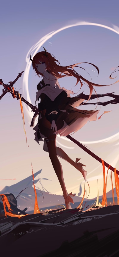 Video Game Arknights, Long Hair, Surtr (Arknights), 1170x2532