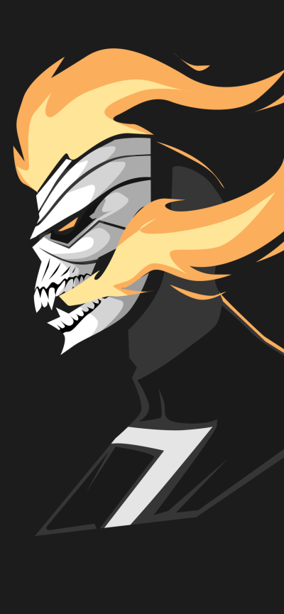 Comics Ghost Rider, Minimalist, Teeth, Skull, Fire, 1170x2532