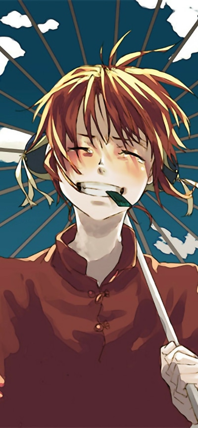 Anime Gintama, Crying, Orange Hair, Kagura (Gintama), Umbrella, 1170x2532