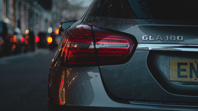 car, headlight, rear view, evening, 4k