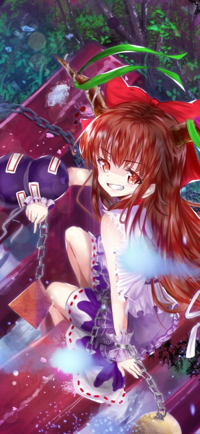 Anime Touhou, Suika Ibuki, 1125x2436