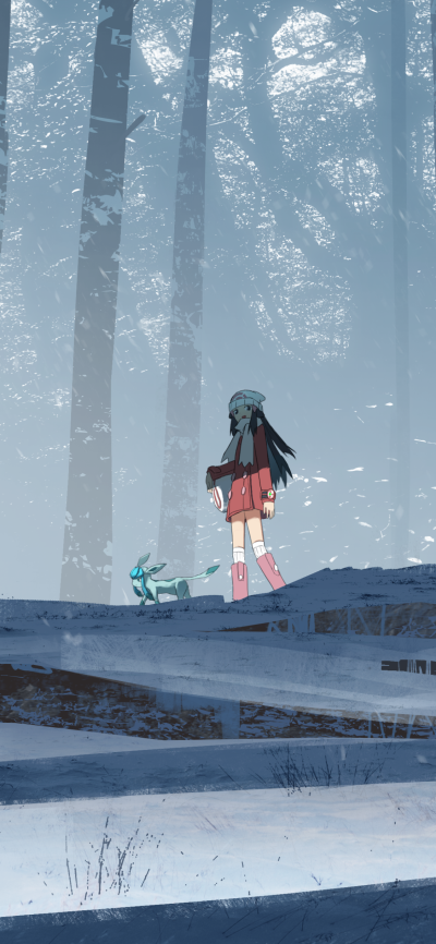 Anime Pokémon, Winter, Nature, 1125x2436