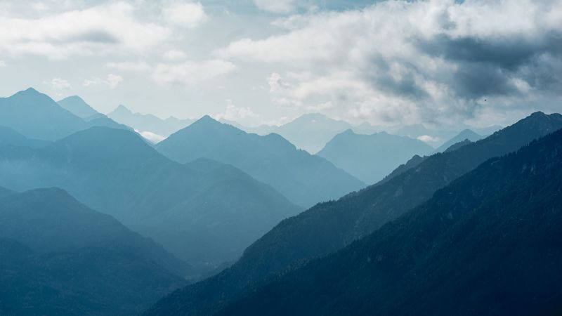 hills, fog, sky, clouds, 4k