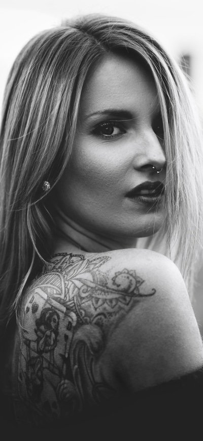 Women Tattoo, Black and White, 1125x2436