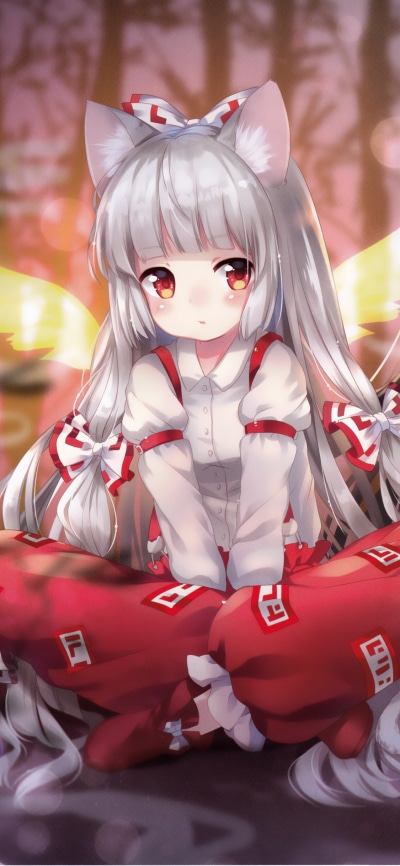 Anime Touhou, Fujiwara No Mokou, 1125x2436