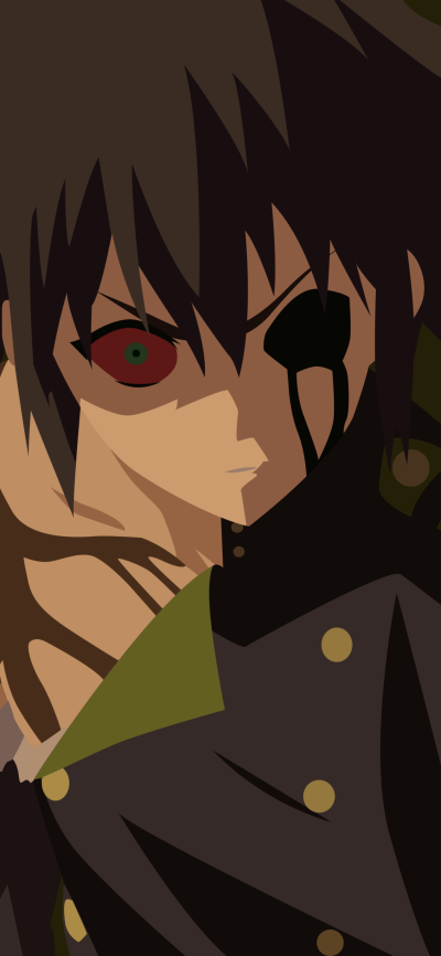 Anime Seraph of the End, Minimalist, Angry, Yūichirō Hyakuya, Black Hair, Uniform, 1125x2436