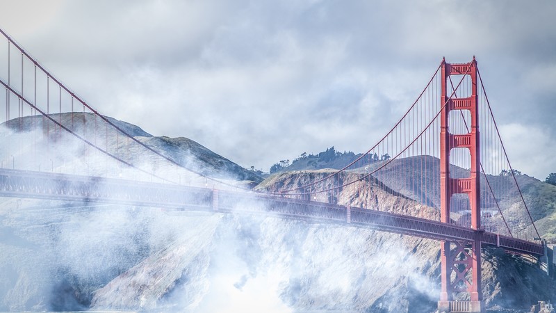 San Francisco, 4k, Golden Gate, USA, fog, bridge