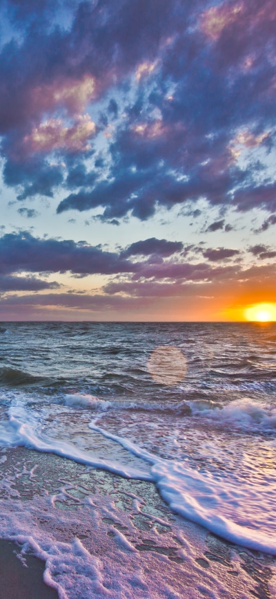 Earth Sunset, Horizon, Sea, Beach, Ocean, 1125x2436
