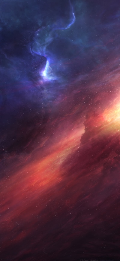 Sci Fi Nebula, Space, Orange (Color), 1125x2436