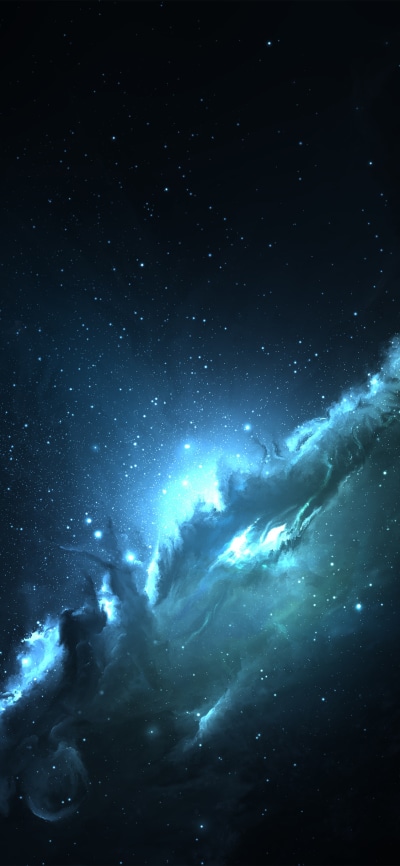 Sci Fi Nebula, Blue, Space, 1125x2436