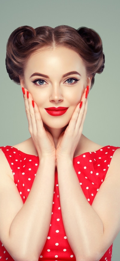 Women Model, Blue Eyes, Lipstick, Brunette, 1125x2436