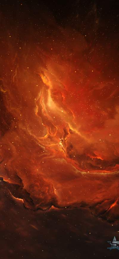 Sci Fi Nebula, Orange (Color), Purple, Space, Stars, 1125x2436