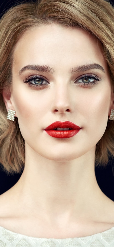 Women Model, Lipstick, Blue Eyes, Blonde, Face, 1125x2436