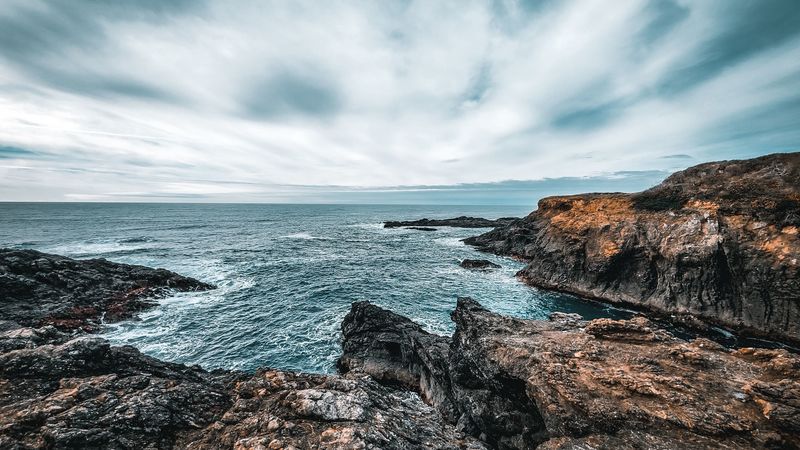 sea, rocks, coast, waves, 4k