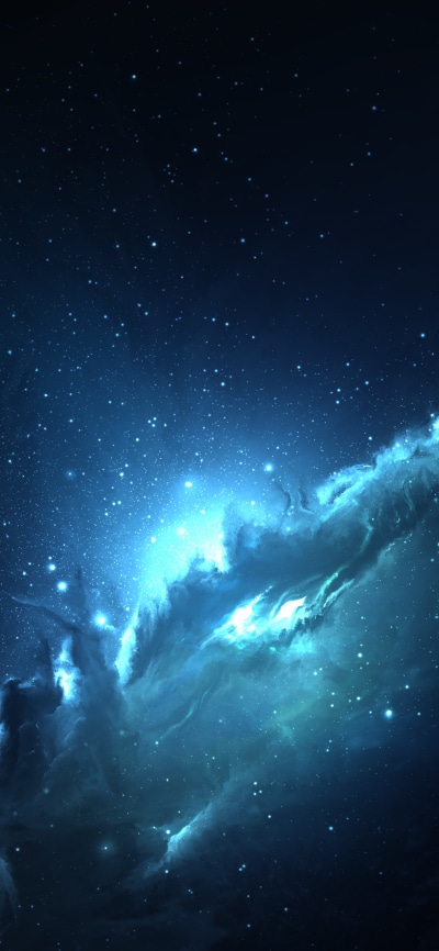 Sci Fi Nebula, Blue, Space, 1125x2436