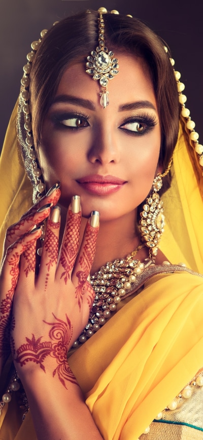 Women Model, Jewelry, Saree, Brown Eyes, Earrings, Brunette, 1125x2436