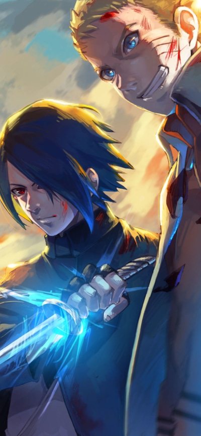 Anime Boruto, Sasuke Uchiha, Naruto Uzumaki, 1125x2436