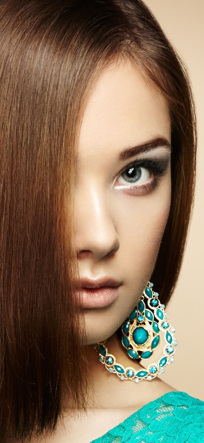 Women Model, Brunette, Hair, Face, Blue Eyes, Earrings, 1125x2436